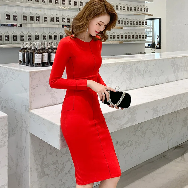 2021-Spring-Sexy-Party-Bodycon-Pencil-Office-Dresses-Women-Red-Long ...