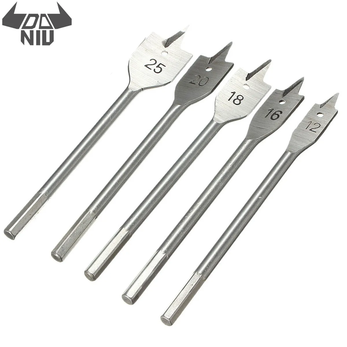 DANIU 6pcs 10 25mm Flat Spade Drill Bit Hex Shank Woodworking Spade