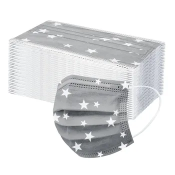 

10/30/50/100PC Christmas Mask Adult's Disposable Protective Face Masks Star Print Breathable Mouth Face Cover mascarilla маски