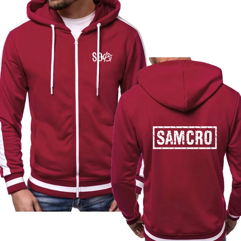 Мужская спортивная куртка на молнии SOA Sons of anarchi; детская модная повседневная толстовка для мальчиков; Флисовая теплая толстовка в стиле хип-хоп - Цвет: Красный