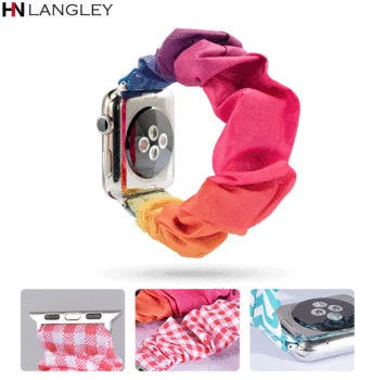 

Scrunchie Elastic Women Watch Band for Apple Watch Band 38/40 mm 42/44 mm Christmas Gift Bracelet Printed Fabric Ribbon Straps