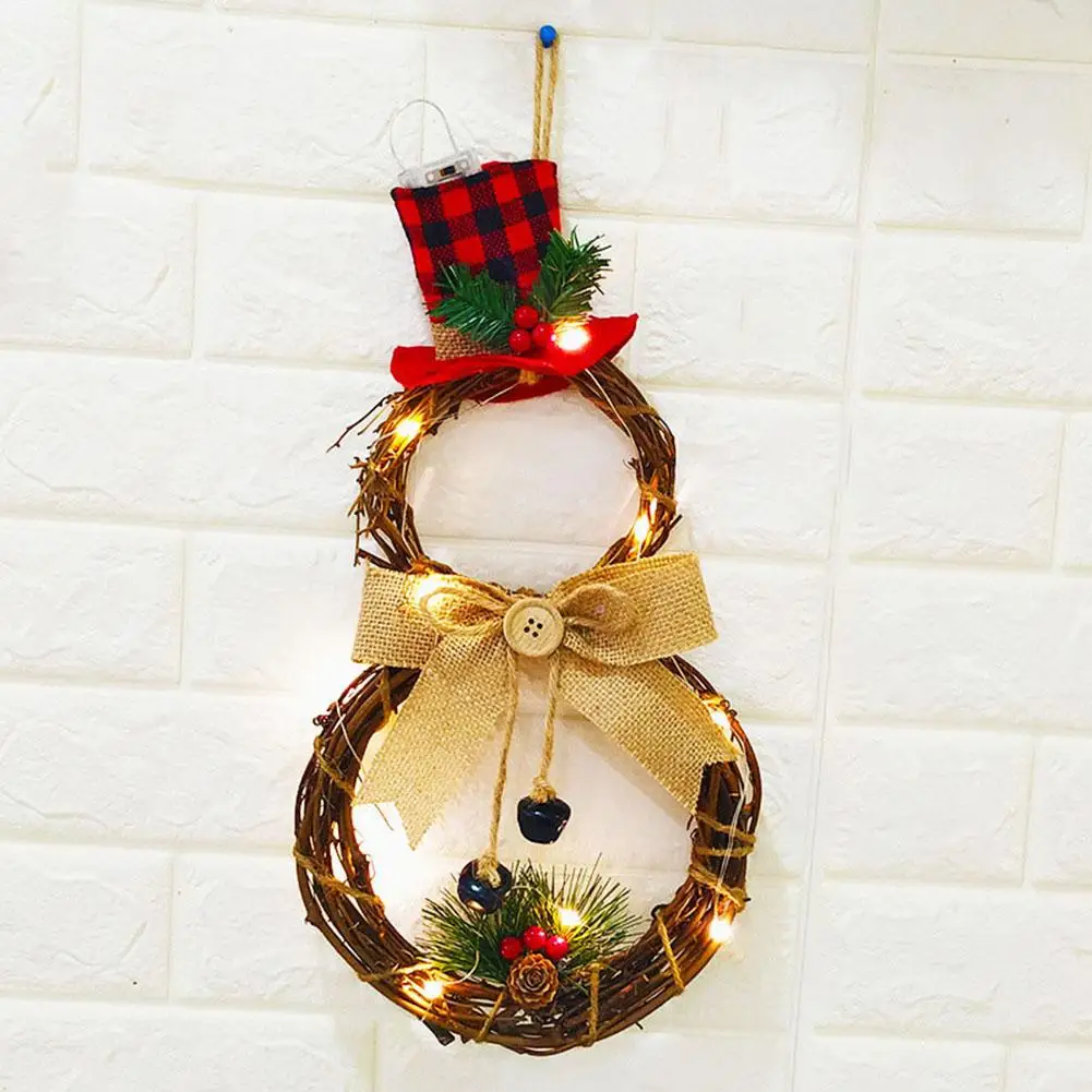 

Round Triangular Bowknot LED Light Christmas Garland Wall Hanging Wreath Decor