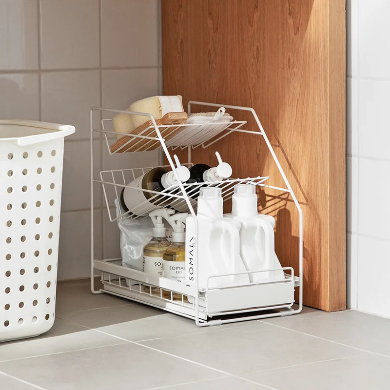  Wrought iron kitchen sink rack floor-standing separation multi-layer finishing shelf kitchen applia - 4000139747513