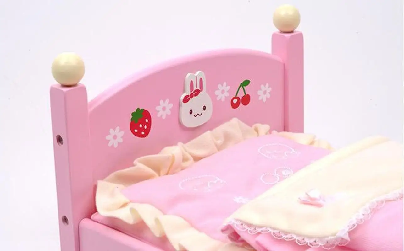  Home-crossing Baby Bed Wooden Children's Toys Girls'kindergarten Simulated Infant Props A Birthday 