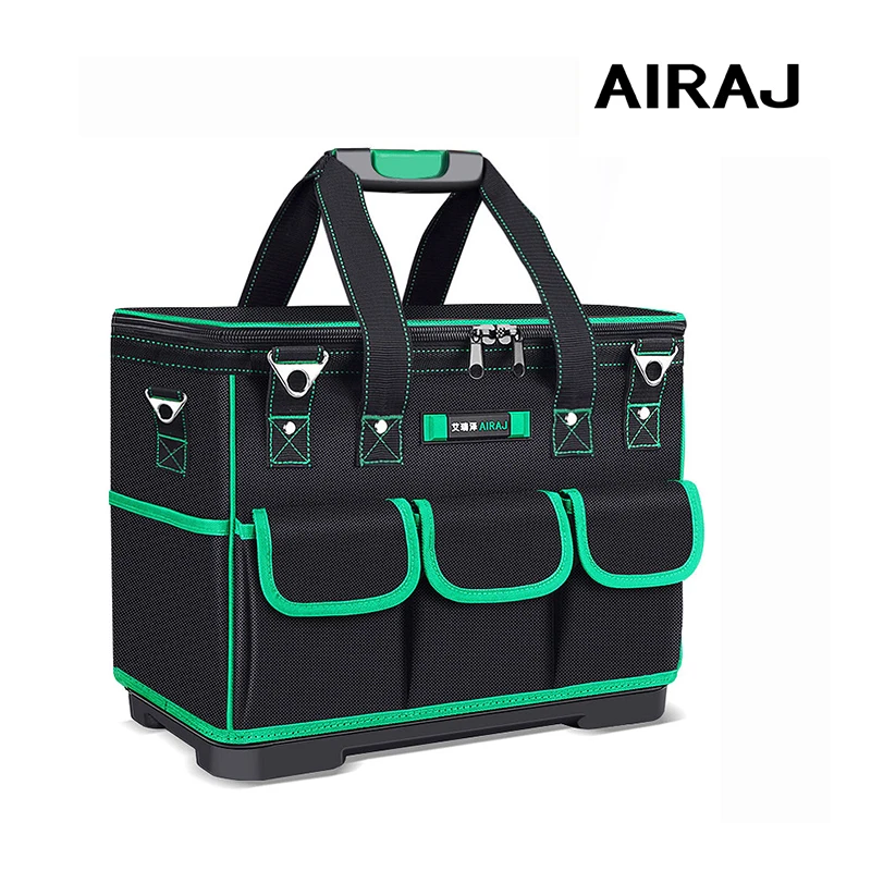 AIRAJ-Bolsa de herramientas portátil para electricista, multifunción, instalación de reparación, lona, grande, gruesa, impermeable, bolsillo de trabajo