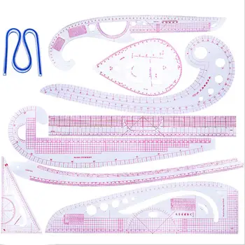

9pcs Sewing Ruler Yardstick Sleeve Arm French Curve Ruler Set Cutting Rulers for Sewing Cutting Knife DIY Sewing Tools