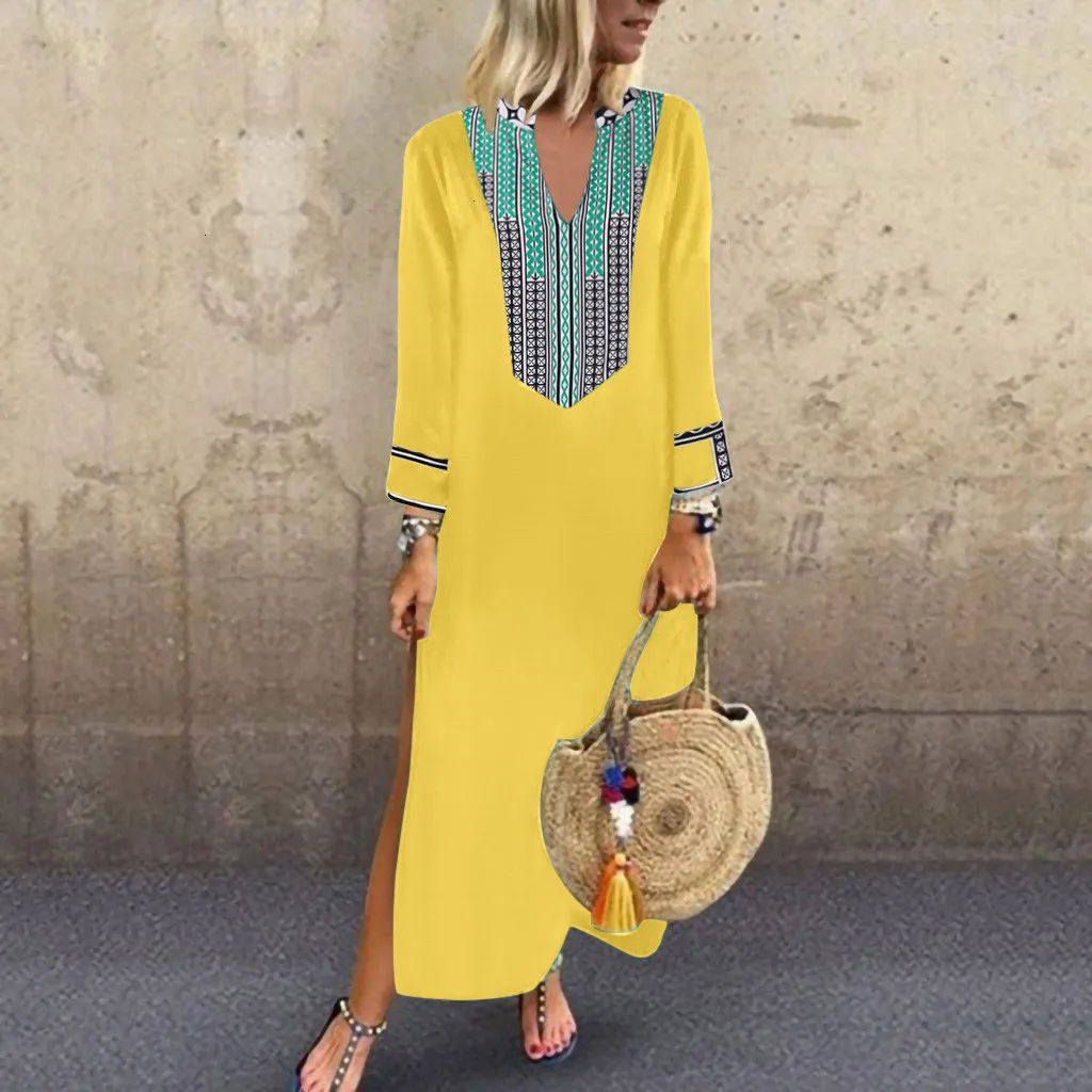 Women Plus Size 5XL Maxi Dress Long Sleeve Ladies Long Maxi Kaftan dresses woman party night Autumn Dress Women robe femme 2019