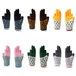 68UA Winter and Autumn Printed Pattern Gloves Two-finger Exposed Gloves Windproof Women Kids Knitted Gloves Mittens