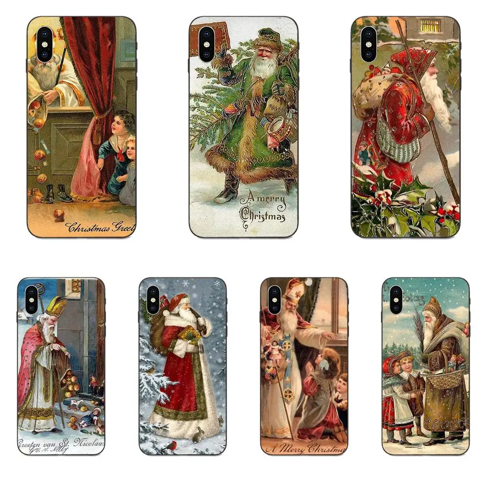 For Apple iPhone X XS Max XR 4 4S 5 5S SE 6 6S 7 8 Plus TPU Case Mobile Vintage Christmas Saint Nicholas | Мобильные телефоны и