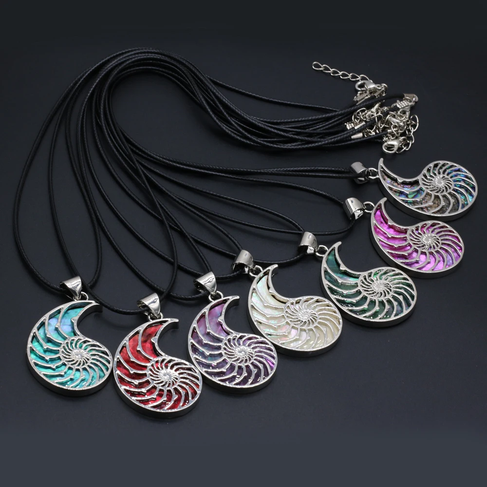 6PCS Natural Alloy Shell Symbol Shape Multicolor Pendant Necklace Exquisite Charms Necklaces Jewelry Making Gift Accessorie