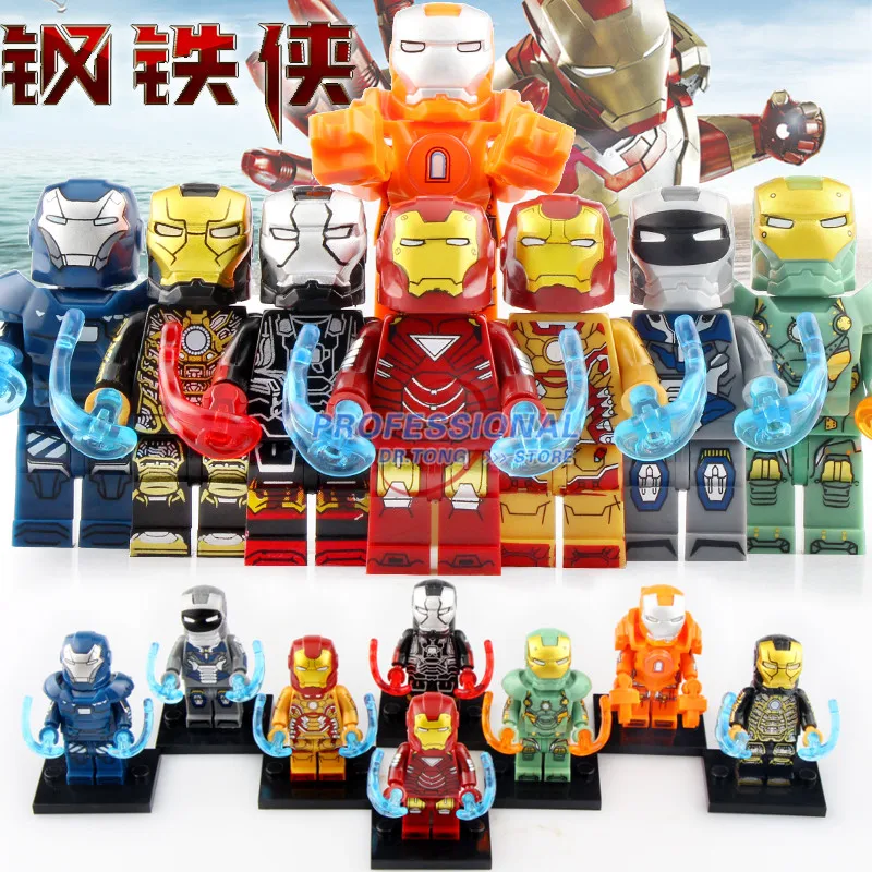 

8PCS Building Blocks Iron Man Pepper War Machine Thor Captain Marvel Gamora Captain America Blocks Bricks Toys X0246