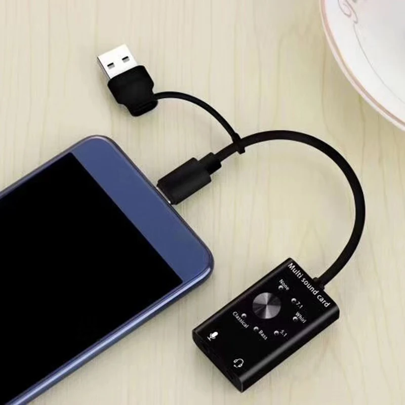 Внешняя звуковая карта USB 2 0 аудио концентратор с разъемом 3 5 мм и микрофоном