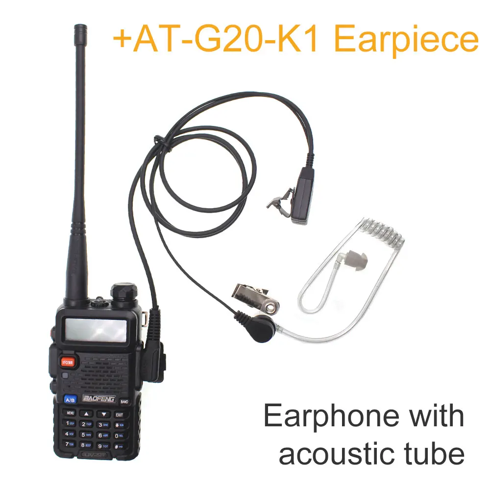 Add Earpiece BaoFeng UV-5R рация, Любительское радио BaoFeng VHF UHF 136-174Mhz& 400-520Mhz 128CH 1800mAh 5W радио коммуникатор - Цвет: Add Earpiece