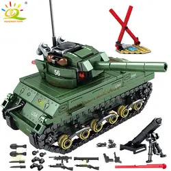 HUIQIBAO игрушки 437 Шт Военный M4 Танк строительные блоки для мальчиков совместимые армии WW2 автомобиля Солдат Цифры Оружие Кирпич