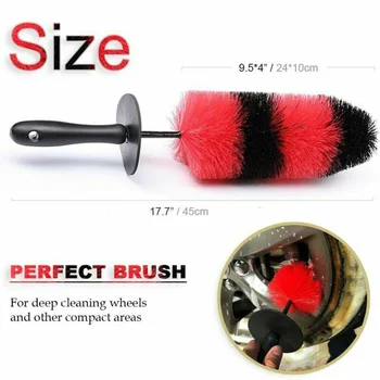 

Car Wash Brush Wheel Tire Steel Ring Cleaning Brush Soft Bristle Automotive Care & Detailing Wash Tool 17 Inch