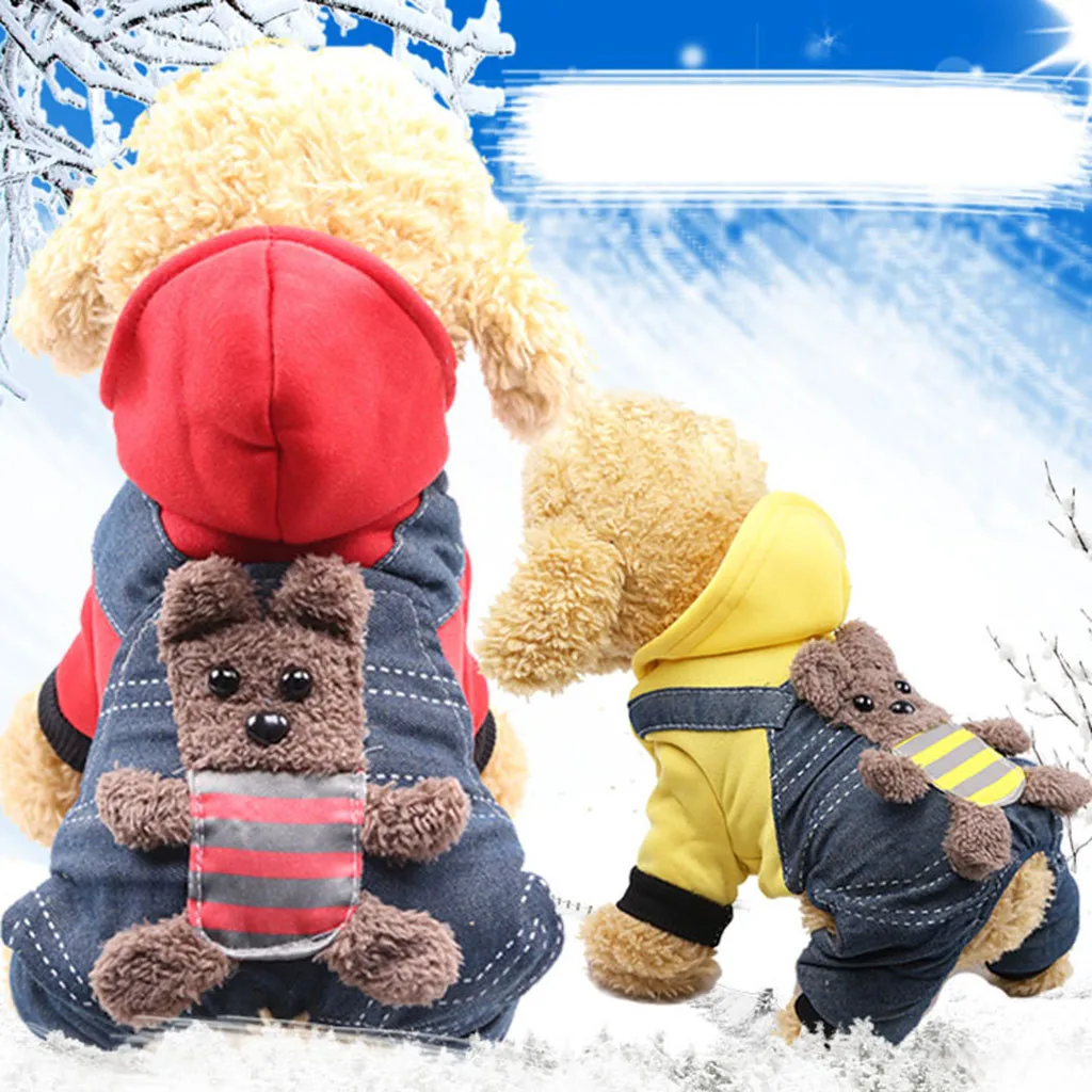 Рождественский медведь ремень зимние куртки для собак Мода мультфильм милый щенок чихуахуа Одежда для маленьких для средних и больших собак ropa perro