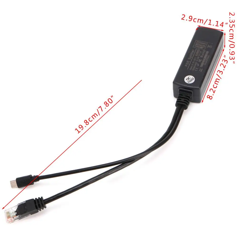 Мощность через Ethernet 48В до 5В 2.4A активный сплиттер POE Micro USB разъем Y кабель L059 Новый