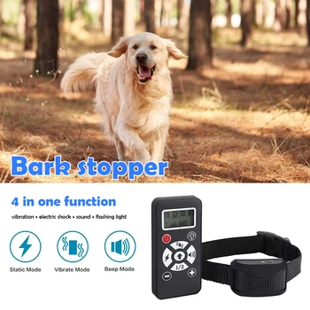 

4 in 1 Function Pet Dog Repeller Anti Barking Stop Bark Training Device Trainer Vibration Flashing Light Electric Shock Dropship