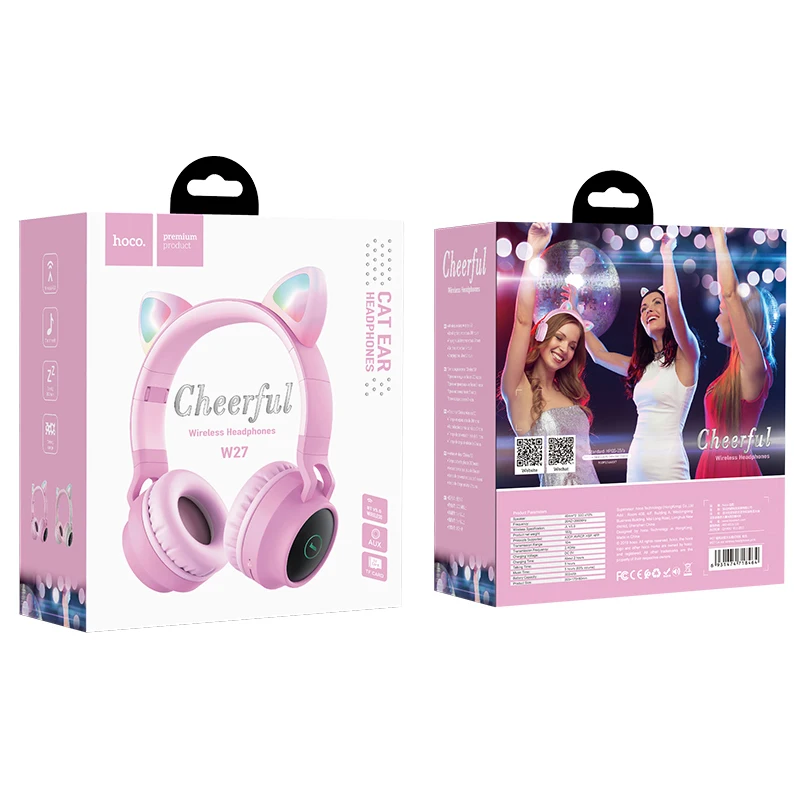 Игровые bluetooth светодиодный шники HOCO со светодиодной подсветкой наушники для