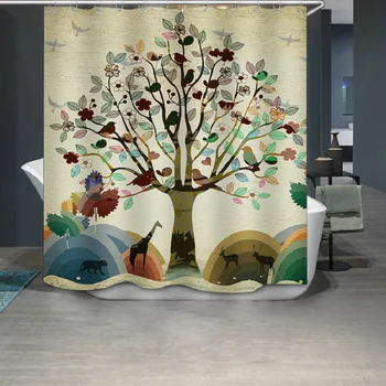 

3D Printing Wisdom Tree Bath Curtain Polyester Waterproof Individuality Bathroom Partition Curtain Bathroom Shower Curtain