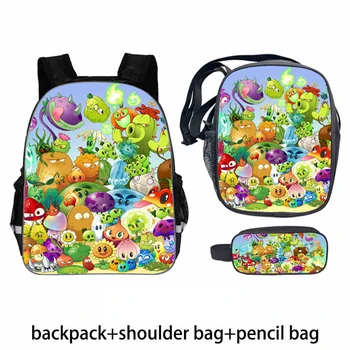 

3 PCS/Set Plants VS Zombie Backpack Boys Girls School Bag Children Teenager Daily Travel Backpack Kids Gift Schoolbags Mochila