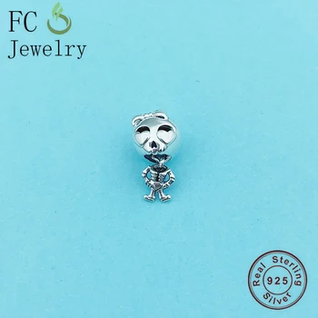

FC Jewelry Fit Original Brand Charm Bracelet 100% 925 Sterling Silver Skull Robot Movement Body Bead Making Halloween Berloque