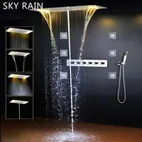 700x380mm Shower Head Faucet Set Thermostatic Mixer Valve Kit Multi Function SPA Massage System 4 Inch Lateral Jets Spout 1