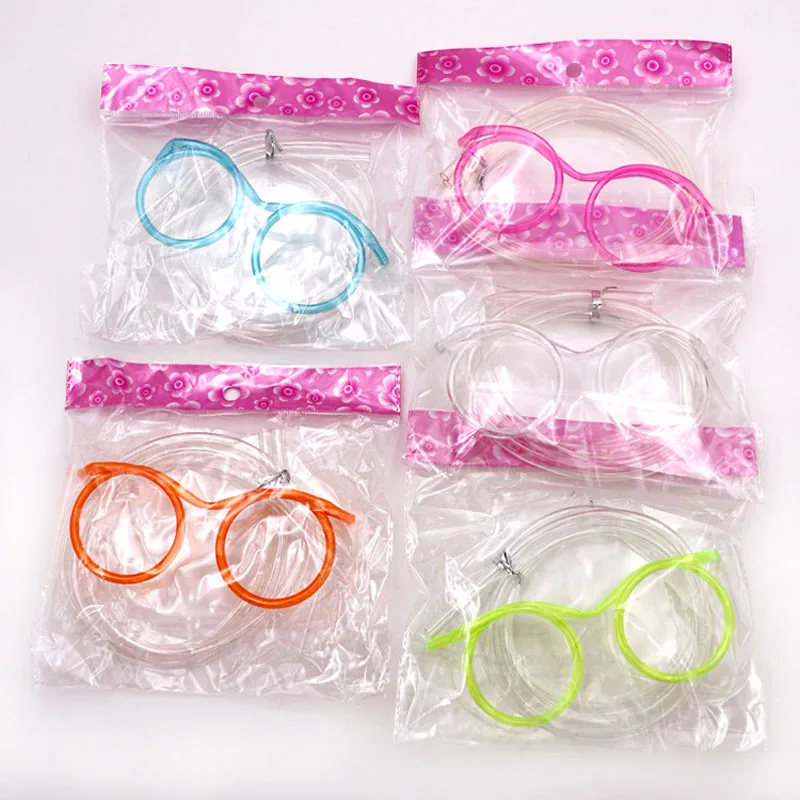  Funny Soft Drinking Straw Eye Glasses Novelty Toy Party Birthday Gift Child Adult DIY Straws Bar Accessories supplies (10)