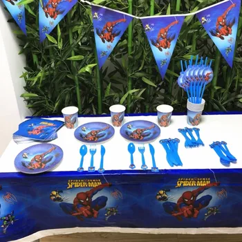 

82pcs Superhero Spiderman Party Supplies Kids Disposable Tableware Tablecloth Cups Plates Banner Favor Birthday Party Decoration