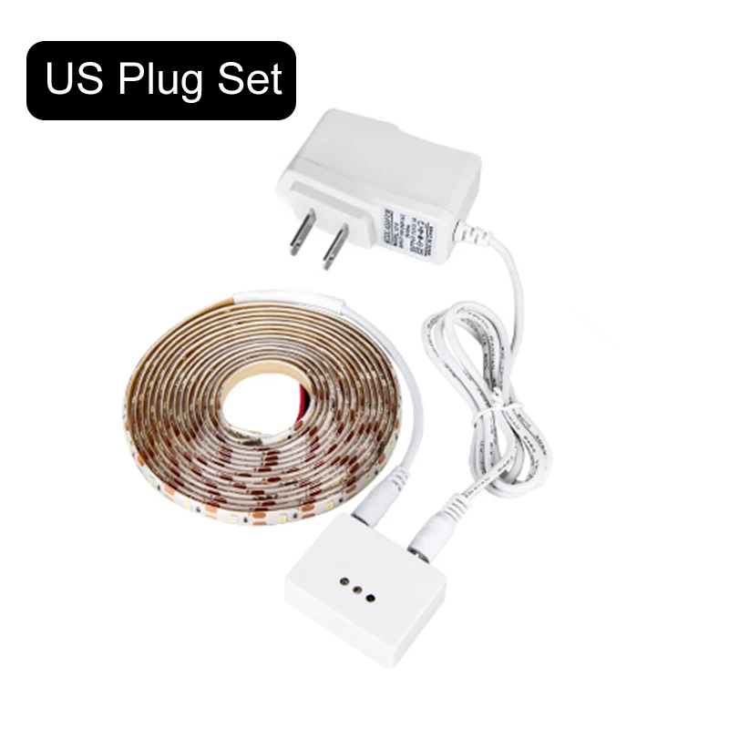 US plug set 12 В светодиодный светильник с датчиком движения, водонепроницаемый, 1 м, 2 м, 3 м, 4 м, 5 м, гибкий светодиодный светильник - Испускаемый цвет: US plug set