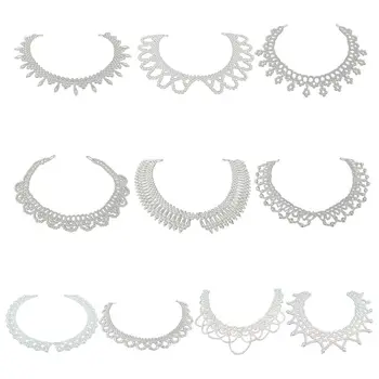 

Ethnic Chunky Woven Necklace Wavy Imitation Pearl Beads Pendant Choker DIY Craft Short Fake Collar for Women Bib Costume Jewelry