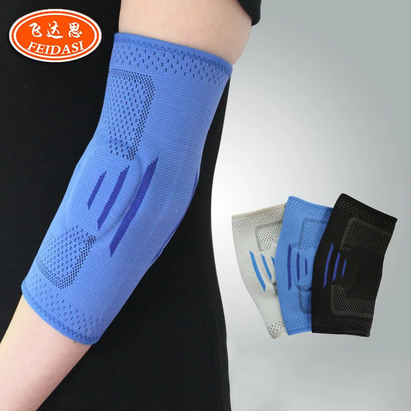 

Silica Gel Knitted Elbow Pads Basketball Shuttlecock Fitness Sports Breathable Sweat Absorbing Thin Pressurized Breathable Elbow
