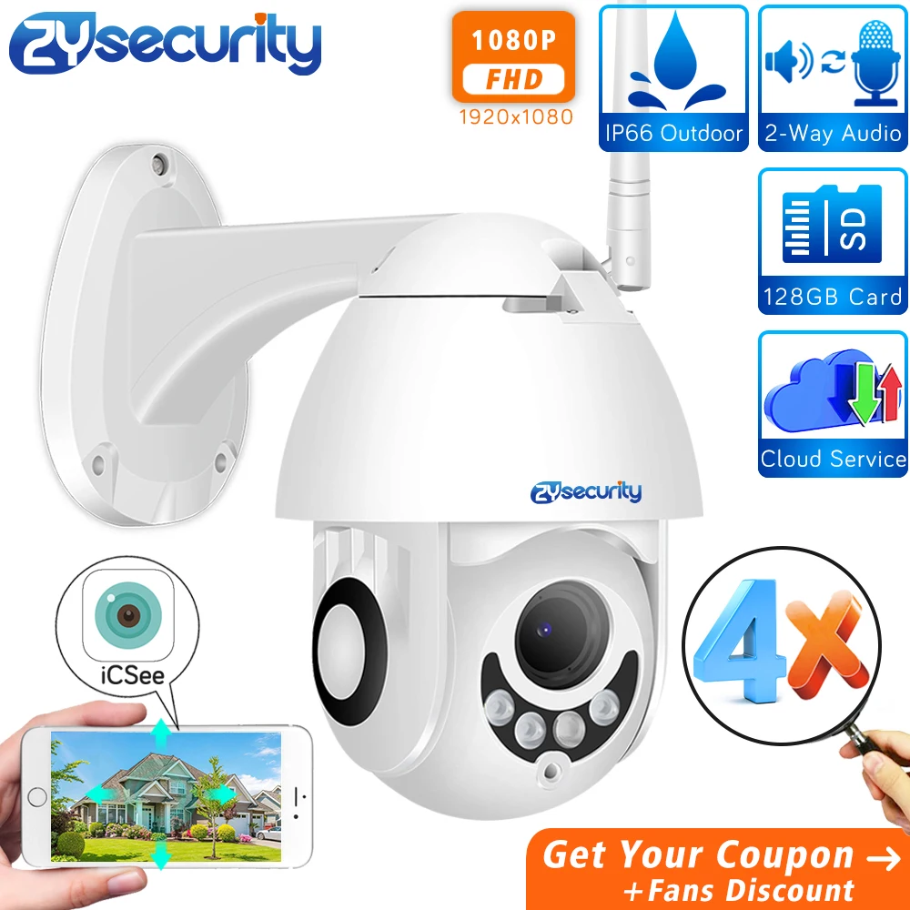 

1080p 4X Auto Zoom WiFi AI PTZ Camera Outdoor Wireless Speed Dome Camera Automatic Tracking CCTV Security Surveillance IP Camera