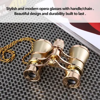

Opera Glasses Binoculars Metal Body with Chain/Handle Optical Lens Theater Telescope Retro Design Women Girls Gift