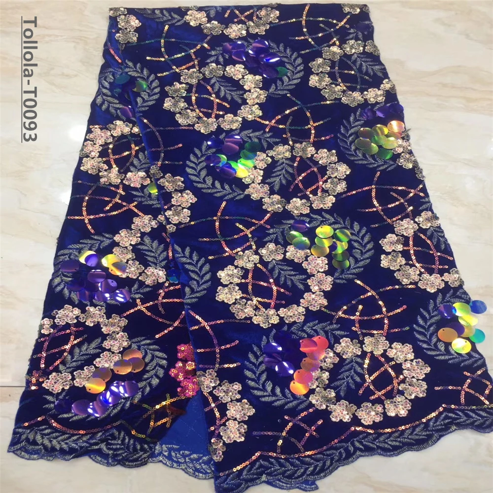 

Luxury Fabric High Quality African Lace Fabric Hand made Sequins Velvet Lace Fabric Nigerian Bridal Wedding Lace Fabric