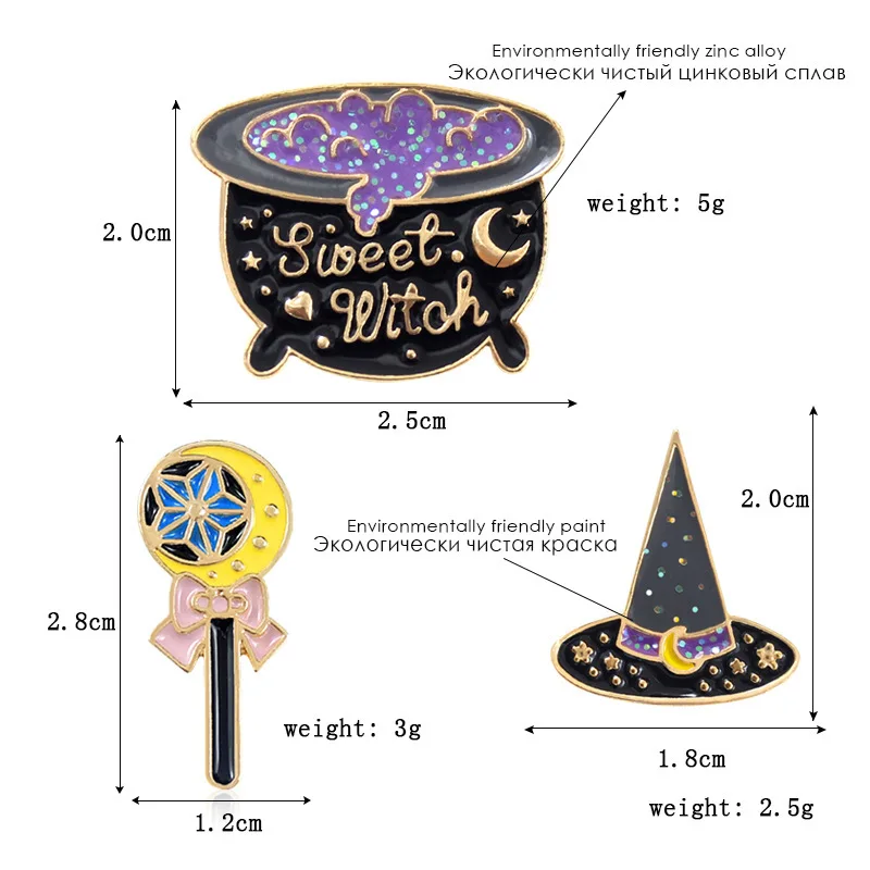 Хэллоуин вечерние значки с героями мультфильмов письмо сладкие Броши ведьмы Волшебная Шляпа Форма Эмаль Булавка значок одежда мешок accossary декор 1 шт