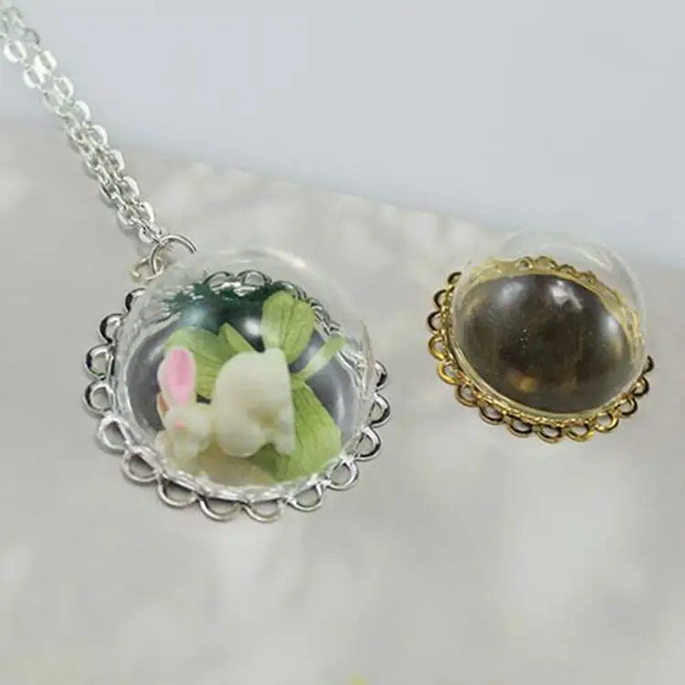5pcs 20mm 25mm Pink/Purple/Green Hemisphere glass dome cover half round glass globe bubble globe glass vial pendant Accessory 3