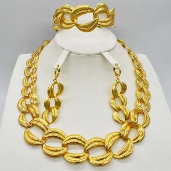 

Dubai necklace earrings in gold color copper for women African/Nigerian/Middle East wedding/party gifts/bridal jewelry set