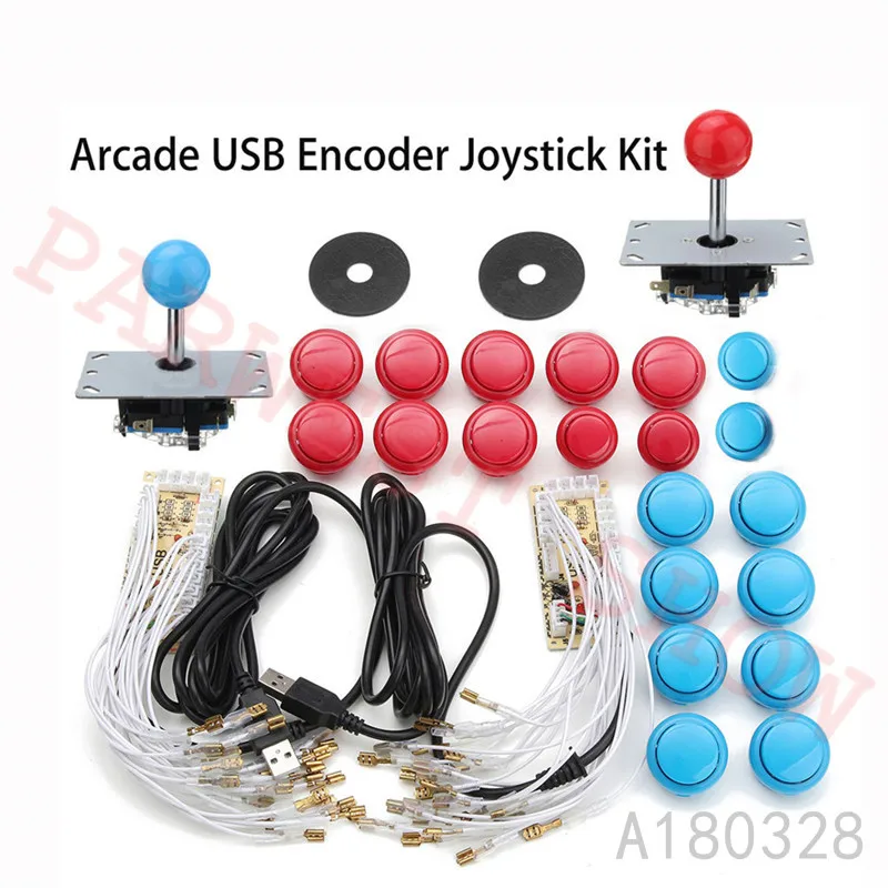 Comprar 2 reproductores DIY juegos de Joystick Arcade codificador USB sin retardo + Joystick Arcade Sanwa 8Way + botones Push + cable arnés para MAME