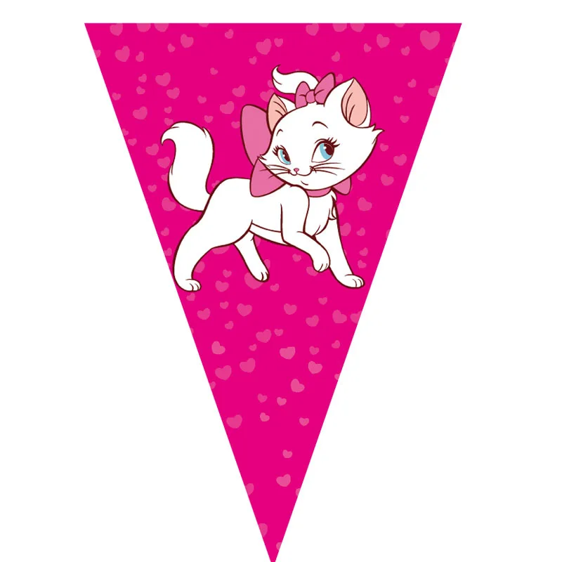 Banner-1Pcs Marie Cat Тема воздушный шар посуда бумажный баннер на тарелке, чашке розовый Кот Девочки День рождения Свадьба детский душ украшения принадлежности - Цвет: Banner-1Pcs