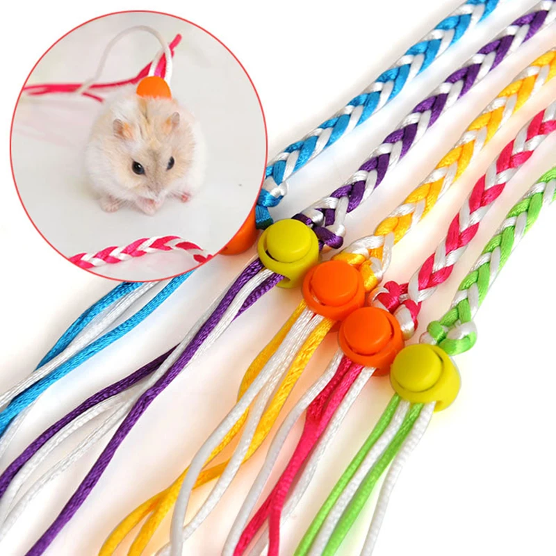 Pet Hamster Leash Harness Rope 2m Adjustable Bunny Cotton Rope Harness Lead Collar for Ferret Squirrel Rabbit Hamster Pet Leash