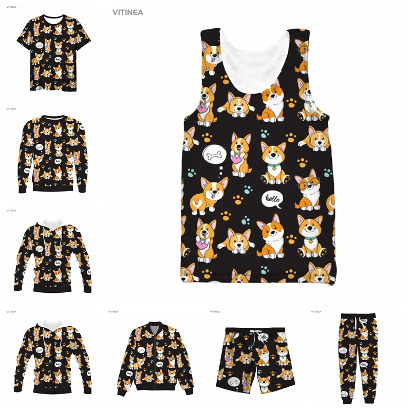 

New 3D Full Print Cute Dogies T-shirt/Sweatshirt/Zip Hoodies/Thin Jacket/Pants Four Seasons Casual R06