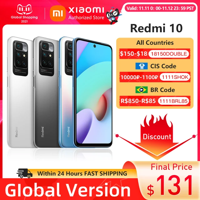 Global Version Xiaomi Redmi 10 New Smartphone Helio G88 MediaTek Octa Core 50MP AI quad camera 90Hz FHD Display 5000mAh Battery 1