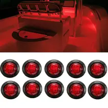10x barco marinho 3/4 Polegada redondo vermelho 3 led chrome transom luz de navegação
