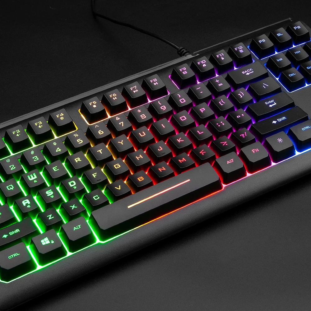 Rii RK104 игровая клавиатура RGB подсветка USB Проводная Механическая Feel игровая клавиатура для настольного компьютера маленький компактный 87 клавиш