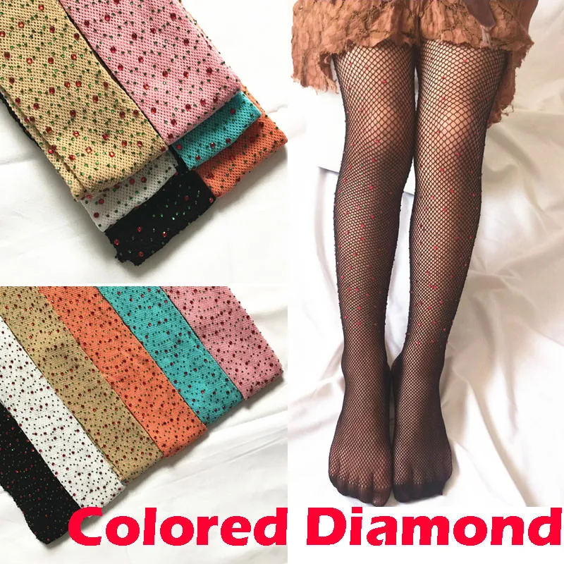 Spring Summer Kids Mesh Net Tights Baby Rhinestone Pantyhose