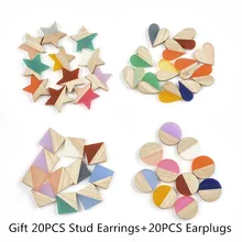 

20PCS Square Round Star Heart Jewelry Accessories Natural Wood Resin Stick Shape DIY Earrings Making Hand Made Earring Findings