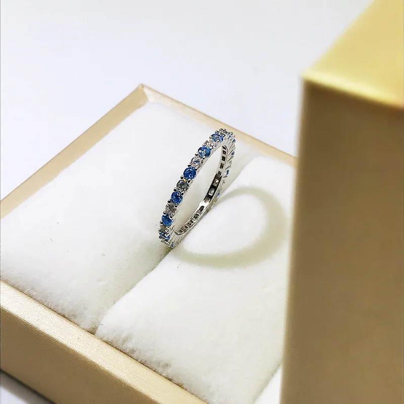 Wong Rain 925 Sterling Silver Lab Sapphire High Carbon Diamonds Gemstone Wedding Band Engagement Romantic Rings Fine Jewelry 4