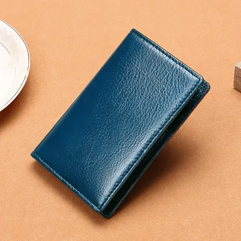 

2019 New Solid Male Bank Credit Card Wallet Men Soft Card Package Real Cow Leather Coin Pocket Short Purse Slim Cards Cover Case