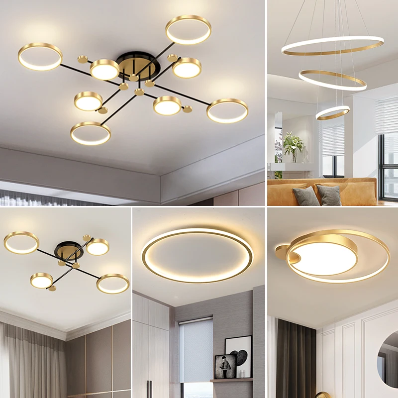 

Modern Led Chandelier Rings Living Room Dining Room Bedroom Led Lustres Remote Control Led Ceiling Chandelier Lighting Fixtures